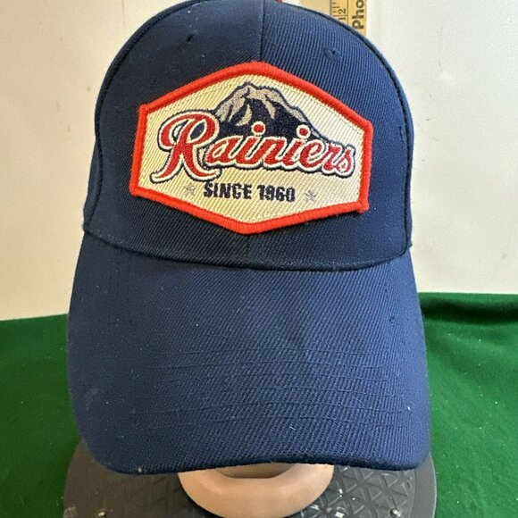 Rainiers Hat Cap Large Patch Strapback Adjustable Adult Blue Throwback - Picture 1 of 9